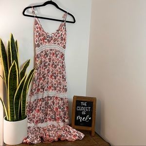 Cream Floral Maxi Dress